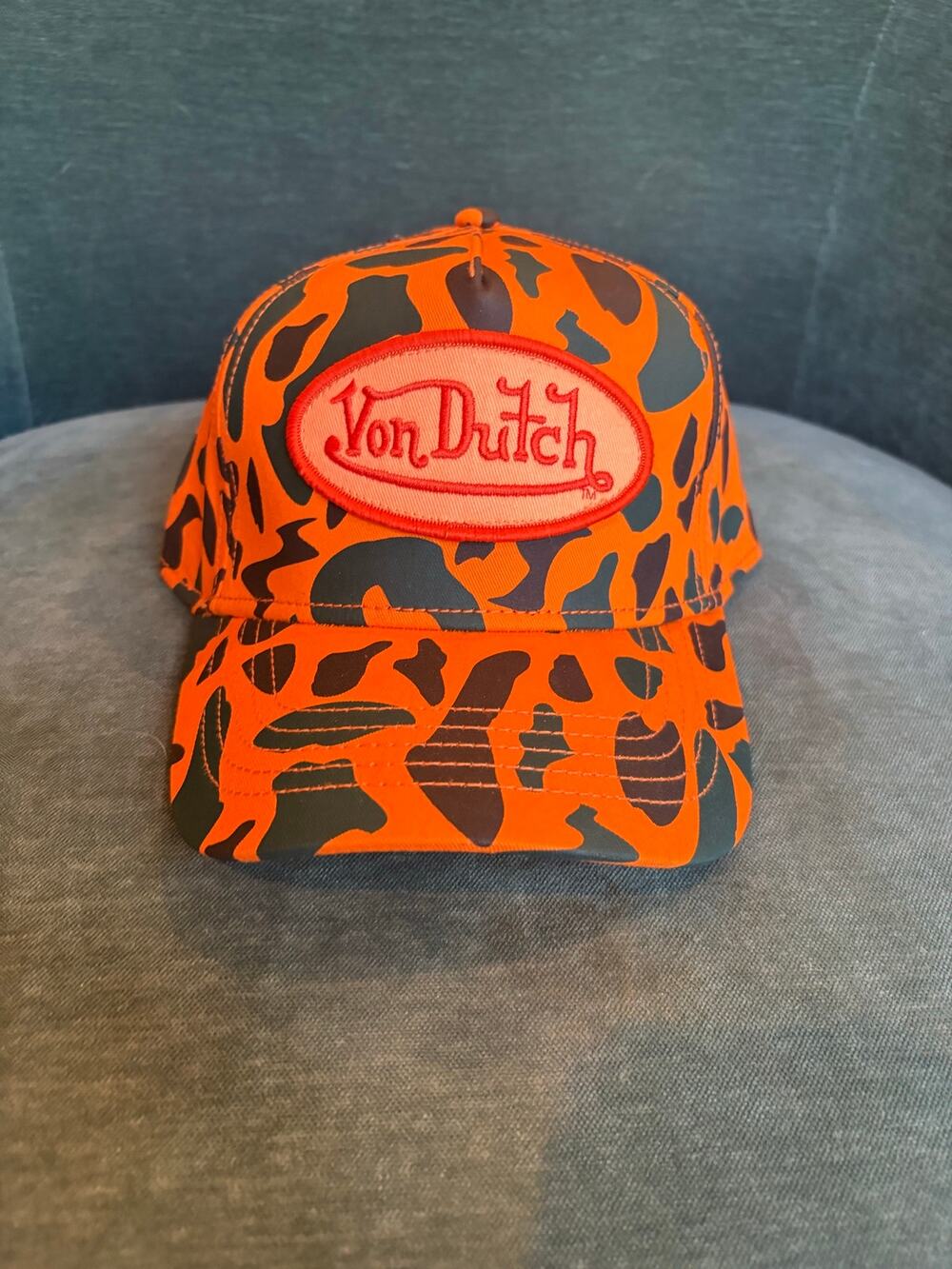 Von Dutch Orange Canvas Bengal Pattern Hat
